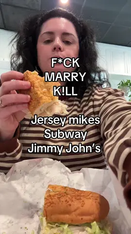 I’m personally a  F subway  M jersey  K Jimmy    #fyp #food #fmk 