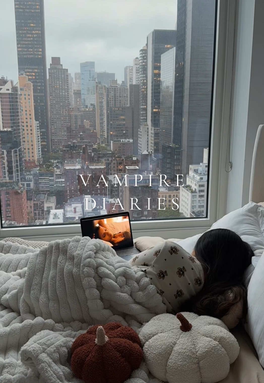 fall rainy days call for vampire diaries 🍂 #fall #vampirediaries #nycapartment #movienight #timelapse 
