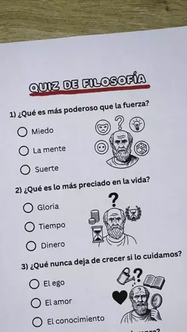 QUIZ DE FILOSOFÍA: ¿aciertas 7/7? ✨ #filosofía #Reflexión  #desarrollopersonal  #motivacióndiaria  #culturageneral 