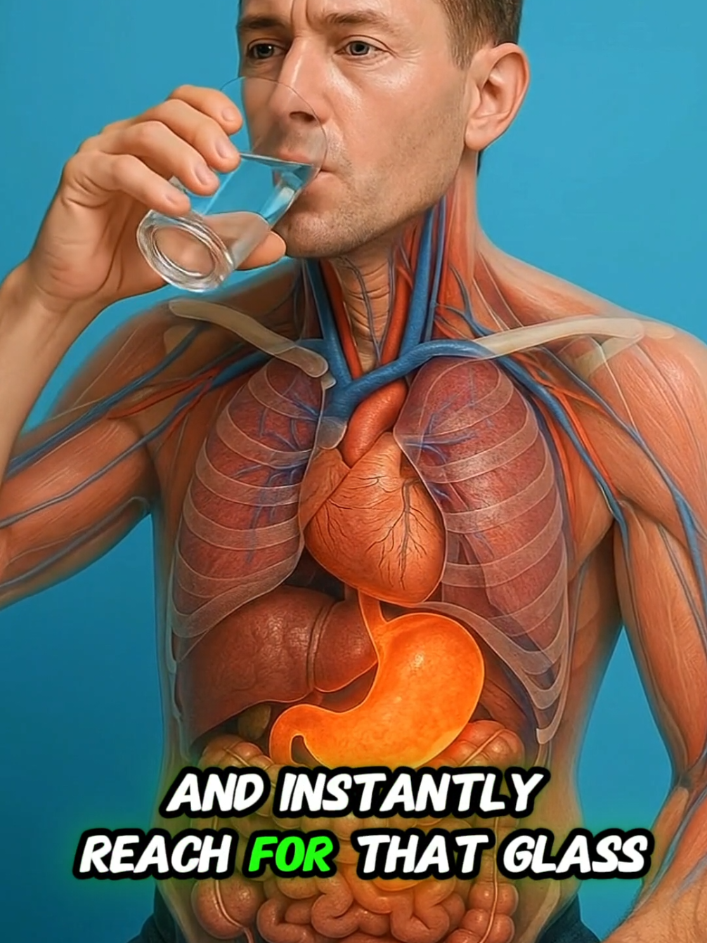 Science in action. What happens while drinking water right after eating inside of your body? #humanbody #anatomy #health #sciencetok #aiart 