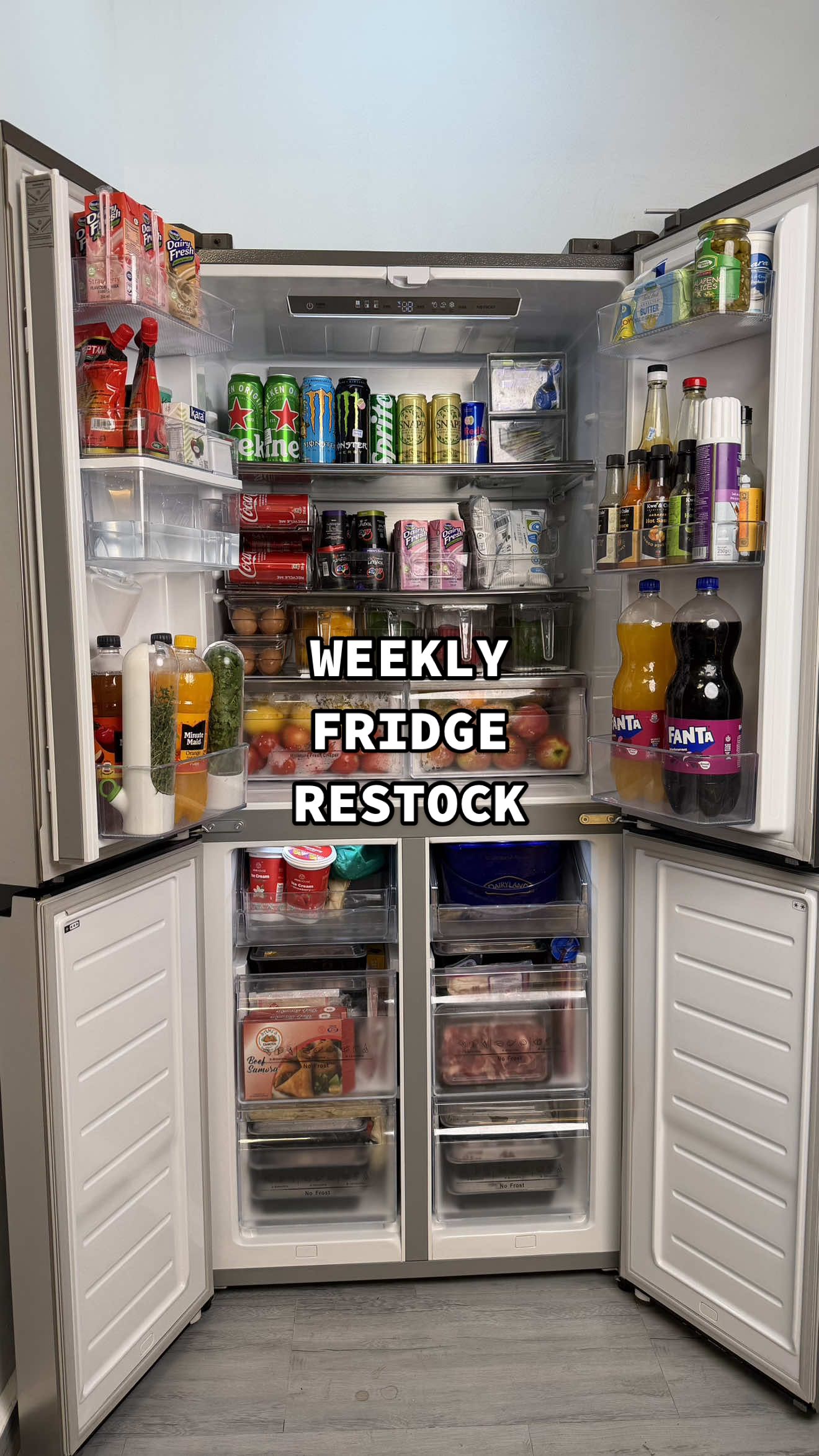 Weekly fridge restock 🥦🍉🍇🍒🍓🍊🥬🫐🍉🍇  Plugs  Veggie strainer @Elite Luxe Imports  💅@Femiluxe Hair & Beauty Salon  #fridgeorganization #fridgerestock #akokoval #organizedhome #fridge 