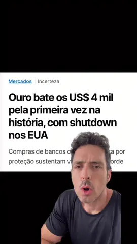 Ouro alcançando os US$ 4 mil pela primeira vez na história, e tudo isso em meio ao shutdown dos EUA! 💰 Confira os detalhes no conteúdo exclusivo de @tiohuli!