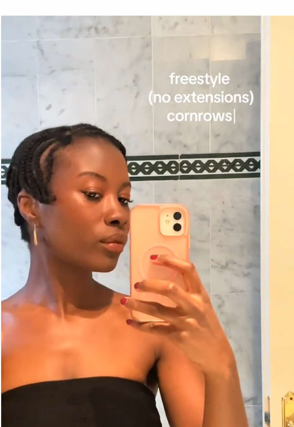 Freestyle cornrows today - thought I’d switch it up and try something a little different. No set pattern, alot of undoing and redoing.  Sis called em wig braids - we love versatility ❤️  #ProtectiveStyles #braidedbeauty #CornrowStyles #HairJourney