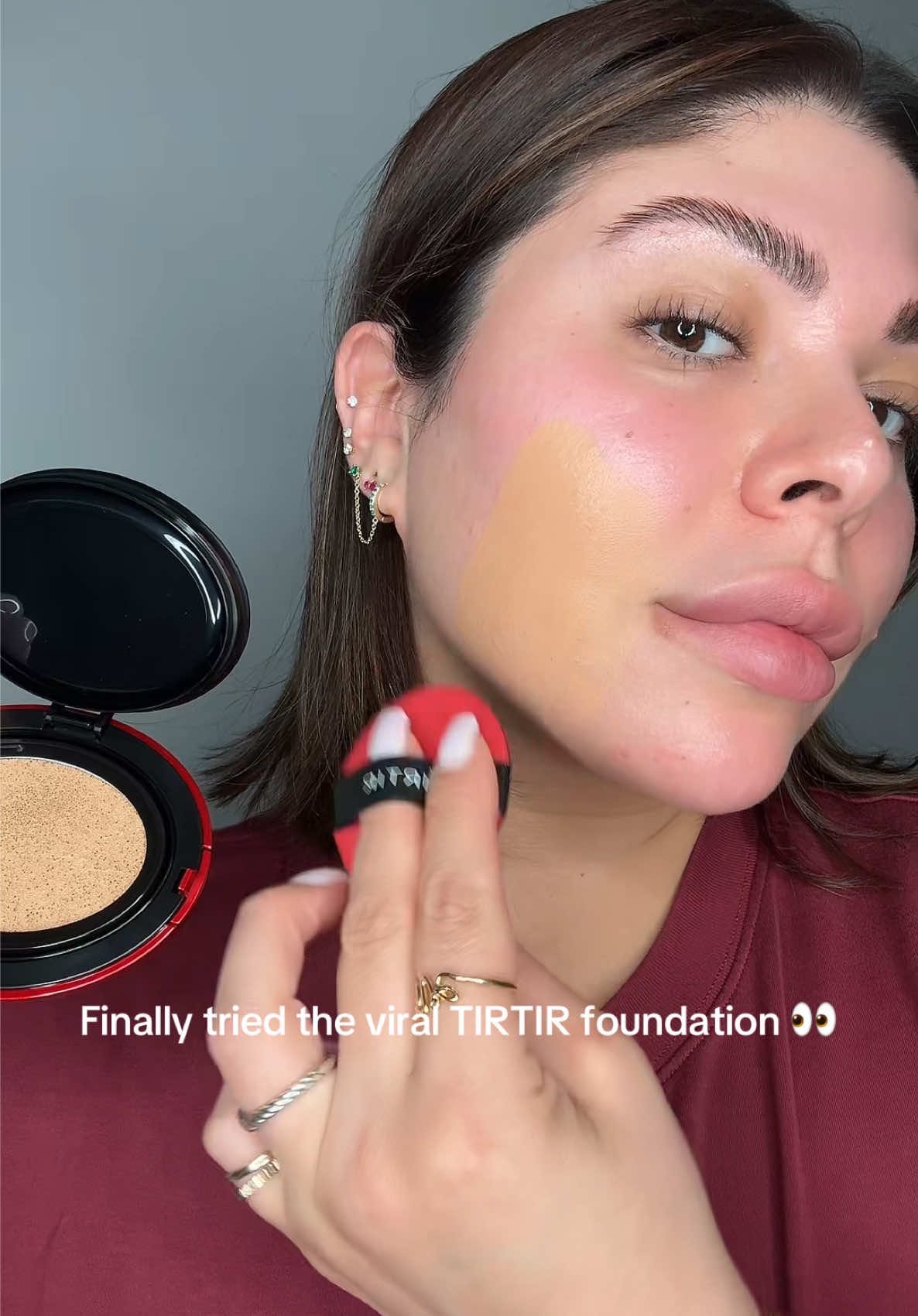 Finally tried the viral TIRTIR foundation 👀 and I’m obsessed!!!!! #tirtir #tirtircushion #tirtirbeauty #foundationreview #fyp  