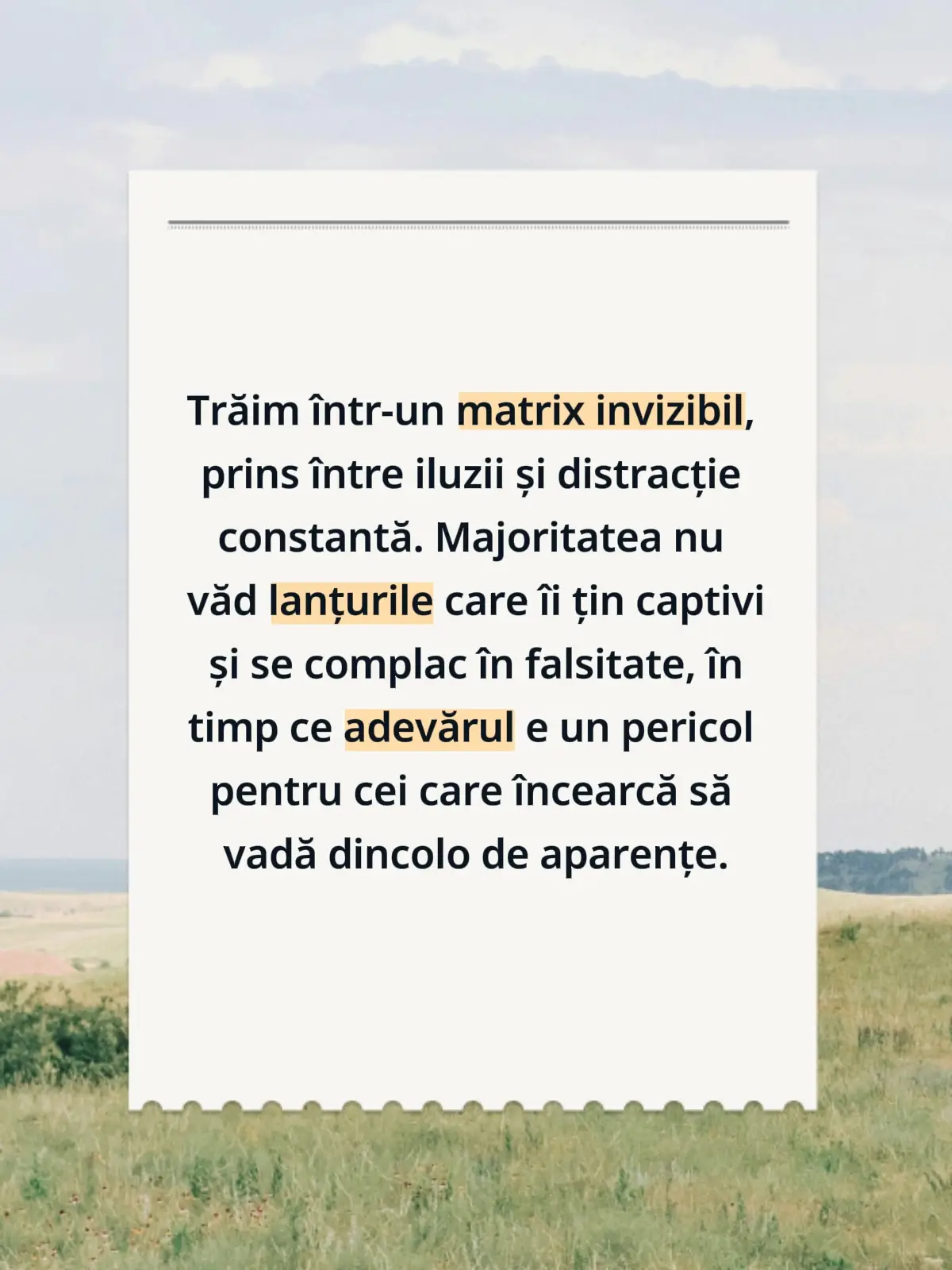 Plăcere, distracție și manipulare constantă. Societatea promovează păcatul, ignoranța și obiceiuri păgâne, marginalizând orice luciditate. Majoritatea se complac, uitând că trăiesc în lanțuri invizibile, iar adevărul devine un pericol pentru cei care îl caută. Această mentalitate e un teren fertil pentru manipulare, iar sufletele pierdute se mulțumesc cu spectacolul și confortul fals.