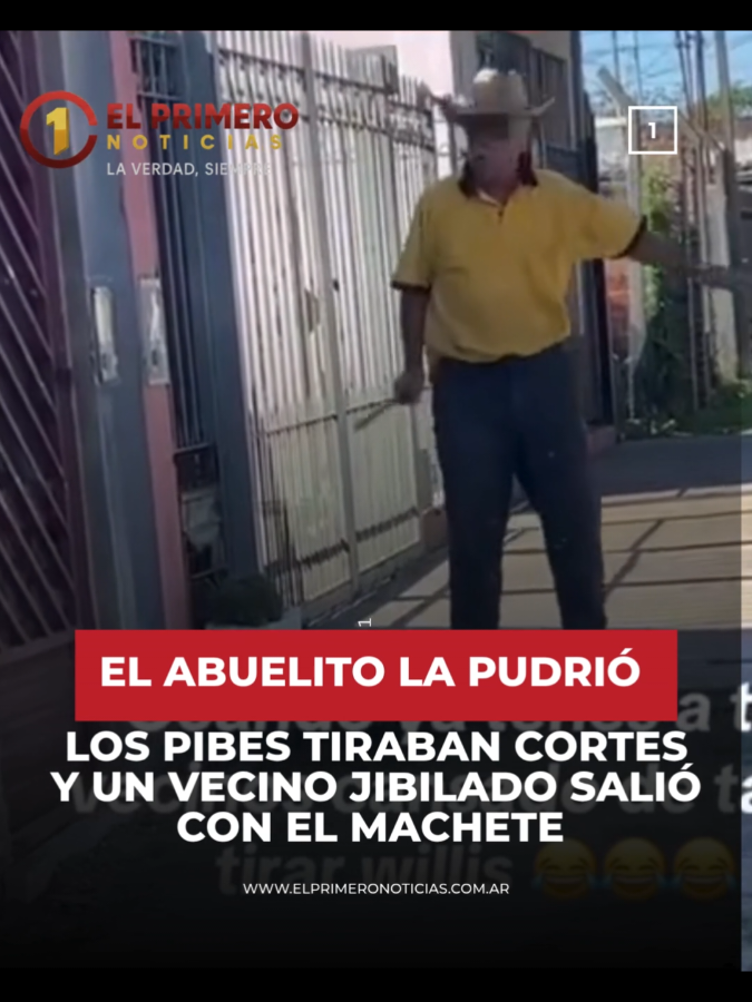 💥 Jubilado se cansó de los “cortes” y salió con un machete Un vecino jubilado perdió la paciencia con los pibes que hacían acrobacias y “cortes” con las motos en su cuadra. Cansado del ruido y el peligro, salió machete en mano y los enfrentó. La escena terminó con los jóvenes corriendo y los vecinos aplaudiendo desde las veredas.