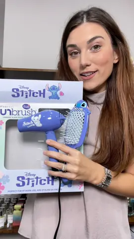 Stitch mini Hair Dryer and Unbrush brush duo from @FHI HEAT @Unbrush perfect gift for kids for Christmas stocking stuffers #stockingstuffer #christmasgiftforkids #stitchlover #minihairdryer #unbrushhairbrush 