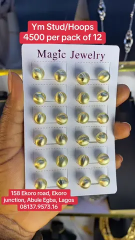 YM stud and hoops Price: 4500 per pack( designs can be mixed) Send in your order on WhatsApp  to  any of these numbers  Sparkling official 1: 08137957316 Sparkling official 2: 07073682310  Sparkling official 3: 08129067275 Or via Instagram Dm Or walkin to our store @158 Ekoro road Ekoro junction, Abule Egba Lagos Delivery within Lagos: 1-3 working days  Delivery outside Lagos : 2-5 working days