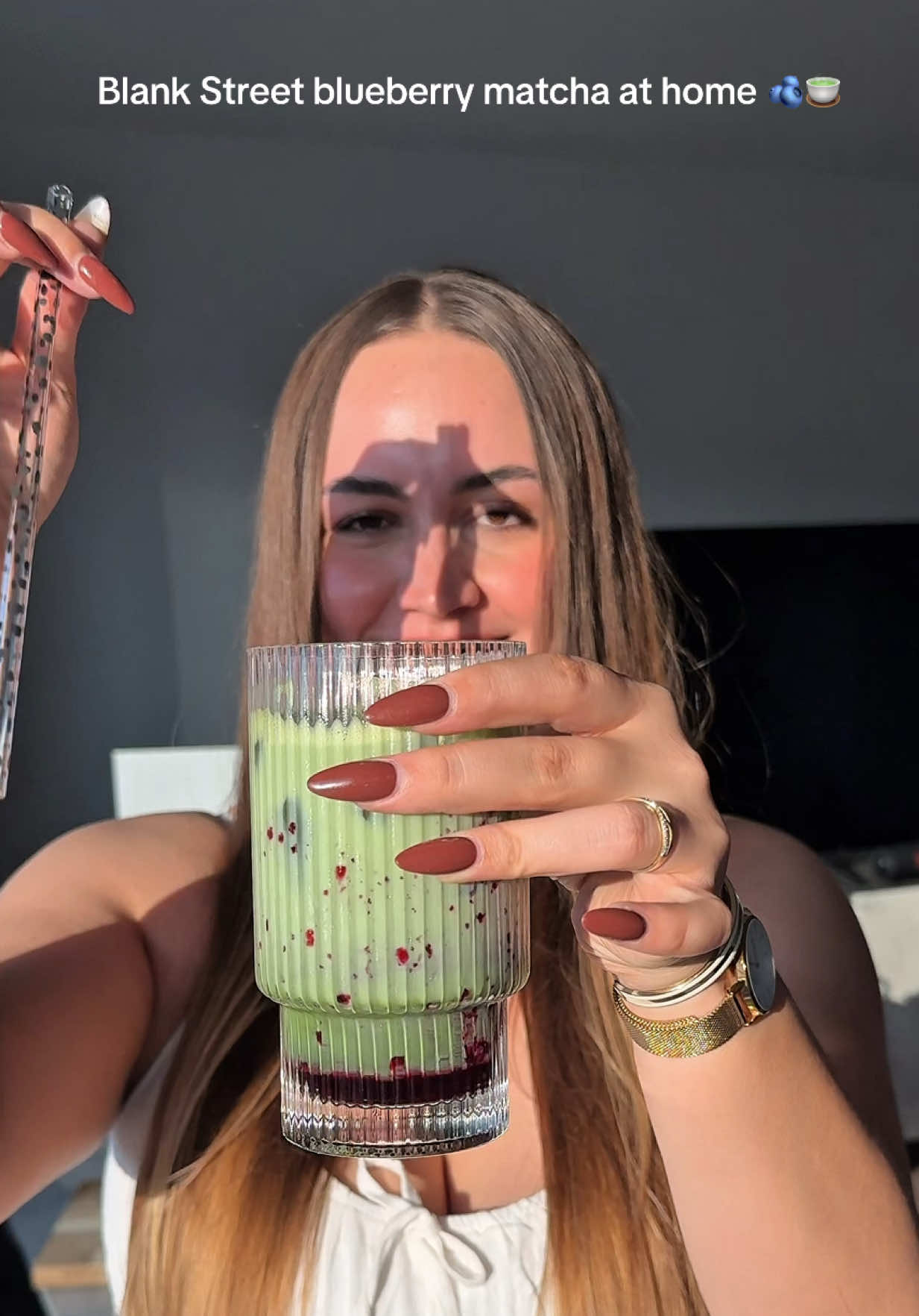 AD | I actually can’t believe I can make my own lil matcha at home that tastes exactly like Blank street🫐🍵 YOU NEED TO TRY!!                                             @Social Tip @PerfectTed                        #ugcexample #ugccreator #perfecttedmatcha #matcha #blueberrymatcha 