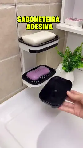 “Porta sabonete, saboneteira de parede dupla com adesivo — ideal para banheiro.” #banheiroorganizado #dicasdecasa #achadinhostiktok #foryoupage#tiktokshop