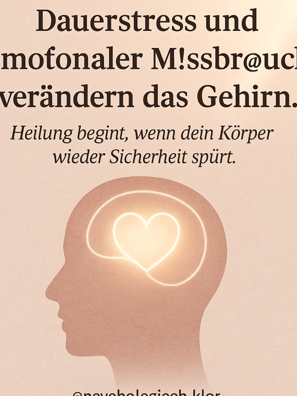 Dauerhafter Stress, emotionale Abwertung oder Manipulation wirken wie ein Dauerfeuer auf dein Nervensystem. Die Amygdala (u.a. Gefahrenzentrum) wird überaktiv, der Präfrontalkortex (u.a. rationale Kontrolle) geschwächt, und das Stresshormon Cortisol bleibt dauerhaft erhöht. Die Folge: – du bist schneller erschöpft, – empfindlicher gegenüber Reizen, – misstrauischer, selbst wenn keine Gefahr besteht. Das hat nichts mit „Empfindlichkeit“ zu tun, sondern mit einem überlasteten System, das gelernt hat, auf Alarm zu schalten. Heilung bedeutet:  Das Nervensystem neu zu trainieren, Sicherheit zu spüren, Grenzen zu setzen, Pausen zuzulassen. 💬 Schreib gern in die Kommentare: Wann hast du das erste Mal gemerkt, dass dein Körper einfach nicht mehr runterkommt? #trauma #nervensystem #stressregulation #heilung 