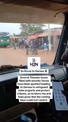 En Route to Garoua 🚍 Several 70seater buses filled with security forces have been spotted heading to Garoua to safeguard state property and protect citizens, as tensions rise and fears grow that the coming days could turn violent. #peace #security #cameroontiktok🇨🇲 #fyp #trending 