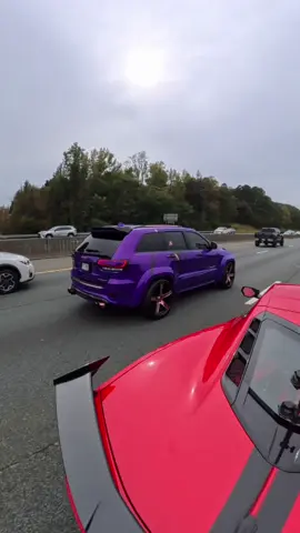 Ran Into A TrackHawk And HellCat😮‍💨🔥  Shirt: @FatCarlLive  DashCam: @RexingUSAOfficial  #hoodinavette #carsoftiktok #trackhawk #c8 #hellcat   