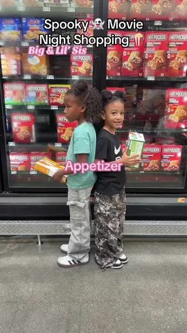 3 years apart & bout the same size lol 😆 #sisters #spookymovienight #snackchallenge #fainfamily 