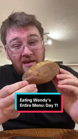 Day 11 of eating Wendy’s until I’ve had the entire menu in the LEAST amount of bites possible @Tendy’s  Items Had: 1. Plain Baked Potato 2. Big Bacon Classic Double #eatingshow #Foodie #mukbang #wendys 