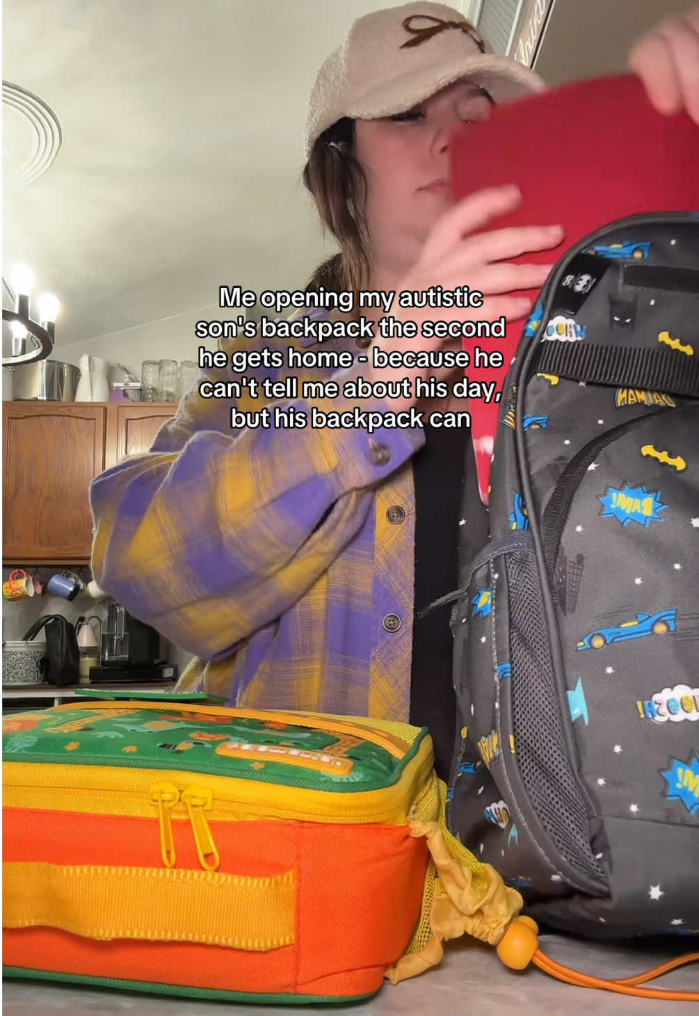 He ate half of his lunch, did a craft, and his take home sheet said he did good with nesting cups today and had a speech session so I would say it was a decent day! #autism #autismmom #autismawareness #autismacceptance #nonverbal 