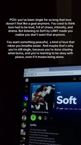 Listening to Soft by LANY hit me in a way I didn’t expect. I wouldn’t say I still believe in love the way I used to, not after everything. But this song made me pause and see it from a different angle. It reminded me that love doesn’t always have to be heavy, complicated, or painful. It can be calm, steady, and gentle, the kind that doesn’t demand too much or hurt just to feel real. Still, I don’t think I’m ready for any of that right now, maybe never. And it’s because I’ve learned to find peace in my own space, and I’m not in a rush to let anyone in. I’m okay with just existing without chasing or waiting for love. Soft didn’t make me believe again but it just made me understand that if love ever comes, I’d want it to feel like peace, not like something I have to survive. #Soft #Lany #VirtualAssistant #Singlemom 