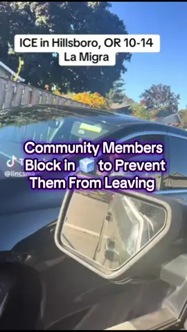 10/14 A community in Hillsboro, OR blocked in an ICE agent's car to try to prevent him from detaining people. He got away after a desperate attempt by driving through multiple private properties.  I hope this interaction is making him think over their decision to join the 🧊 Gestapo. Get it Hillsboro! Thank you for showing TF up!! 