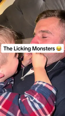 The licking monsters are back 😂 #singledad #singleparent #kidsoftiktok 