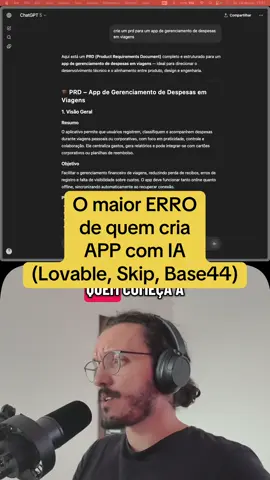 O maior erro de quem usa IA para criar aplicativos, seja no Lovable, Skip AI ou Base44 #fyp #app #inteligenciaartificial 