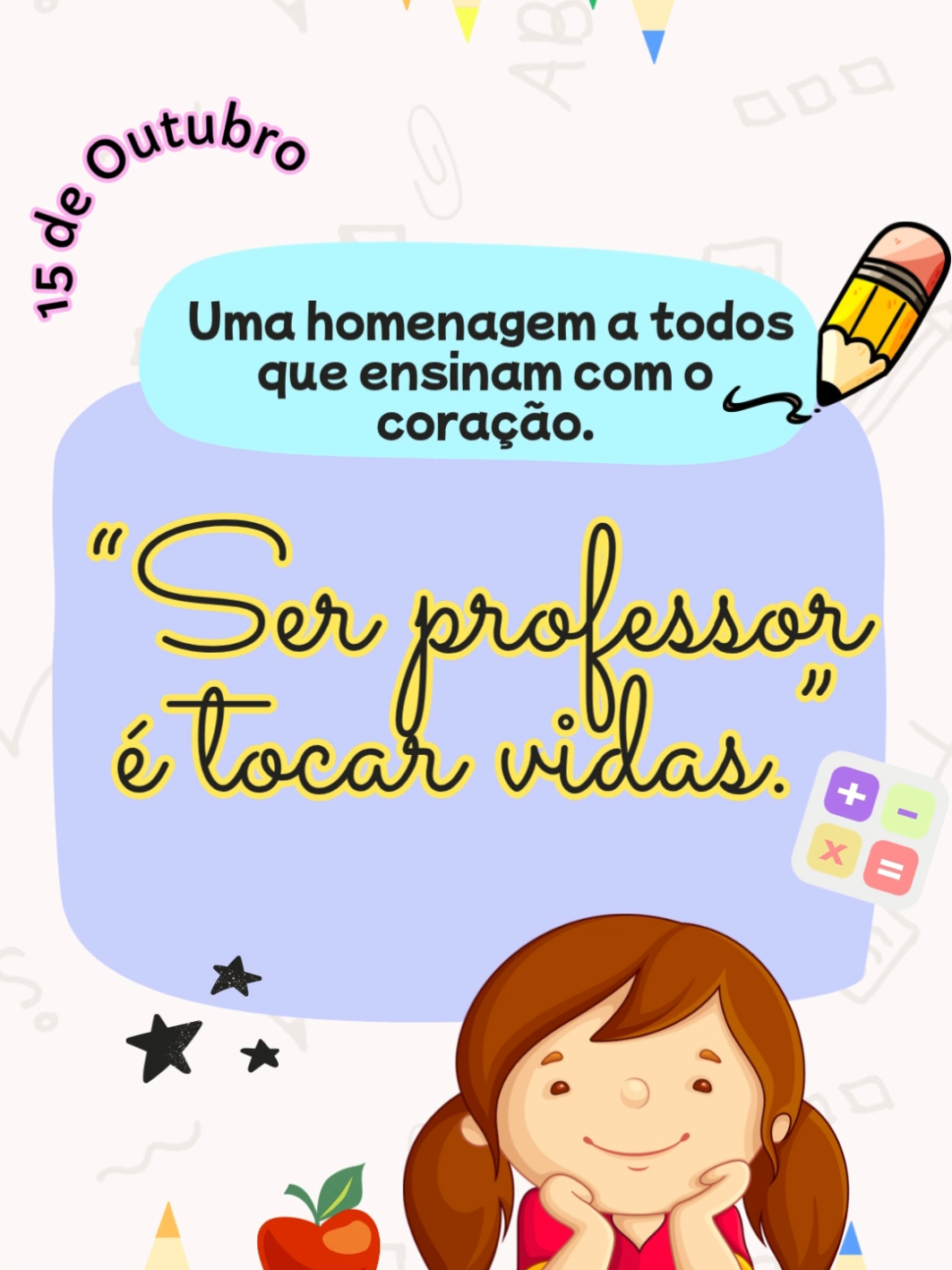 Hoje, o carinho e a gratidão se voltam a todos os professores que, com amor e dedicação, transformam o mundo a cada dia. 💛 Ensinar é mais do que transmitir conhecimento — é acreditar nas pessoas, cultivar esperanças e espalhar possibilidades. Que sejamos sempre lembrados como aqueles que semeiam futuros. 🌻 @pordentrodaeducacao #FelizDiaDosProfessores #Gratidão #EducaçãoComAmor #SerProfessor #AmorQueTransforma 