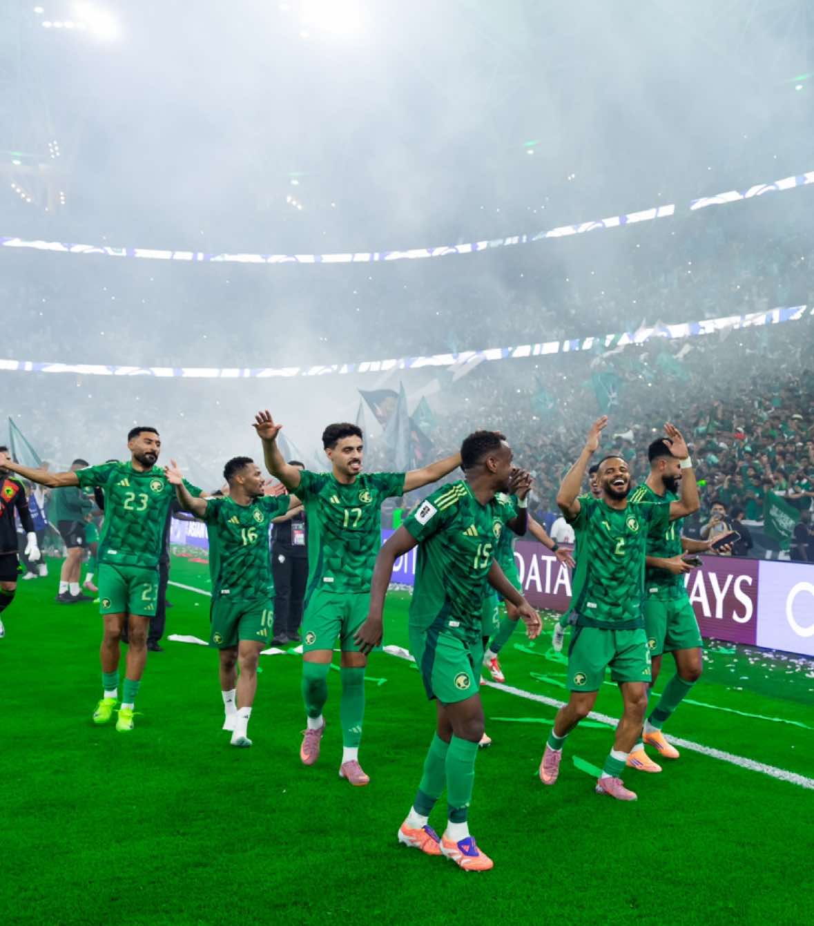 إلى حيث ننتمي… إلى نخبة العالم 🌍💚 افرح يا أخضر بنجومك وجمهورك 🦅⚽ ‫#السعودية_العراق‬