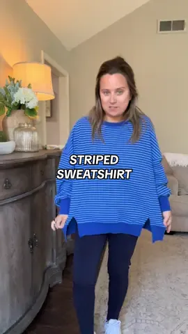 The blue 💙💙💙 #stripedsweatshirt #stripedsweater #oversizedsweatshirt #fallsweaters #comfyclothes 