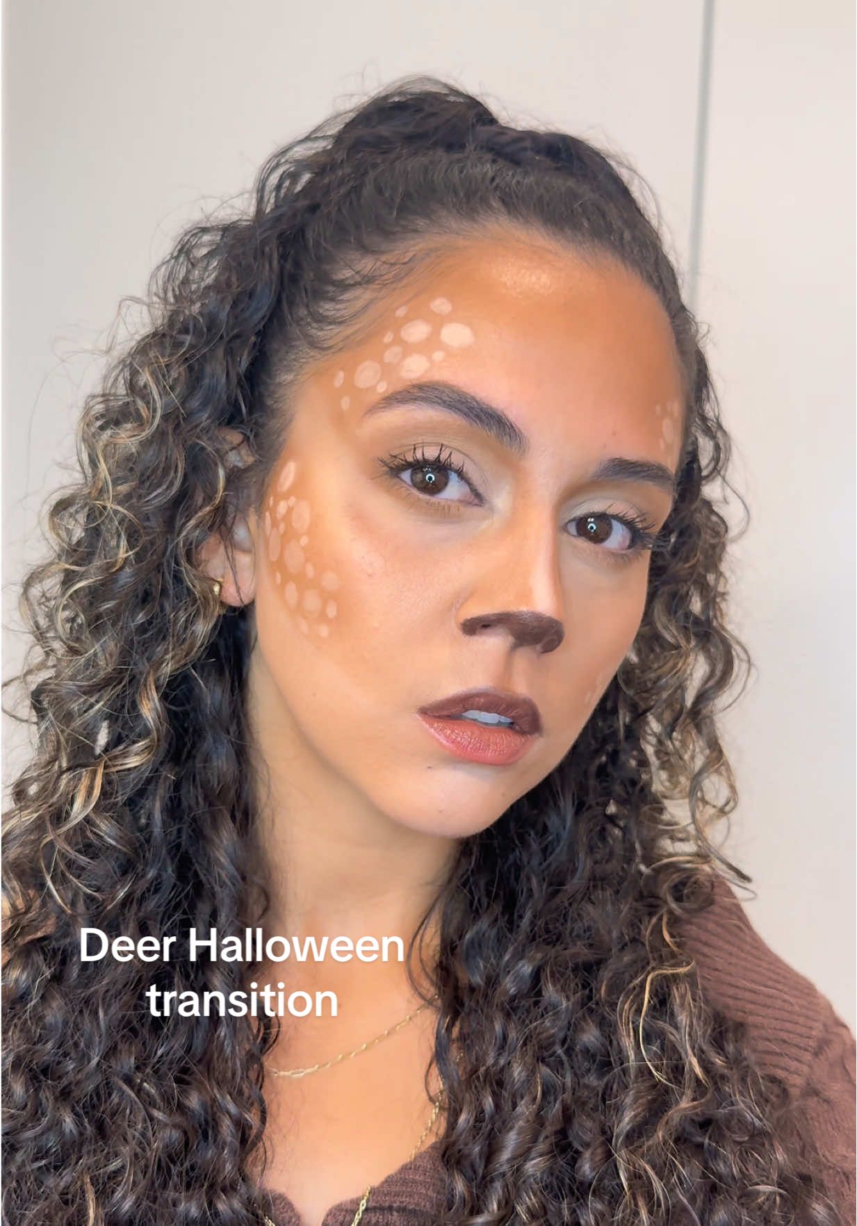 Easy Halloween makeup + deer transition - I actually enjoyed creating this hehe #makeuptransition #makeuptransformation #halloweenlook #halloweenmakeup #deermakeup 