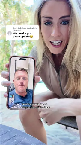 Replying to @Dakota Markovics he kicked me out of the state!! 🤣 But you heard it here first in this post game interview!!! We’ve now converted him to a Texas fan! 💪  #couples #marriagehumor #CollegeFootball #husbandwife 