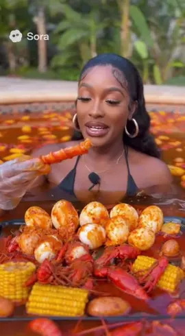 Swimmin in the seafood boil #mukbang #asmr #food #fyp #eatingshow #eating #mukbangvideo #asmrfood