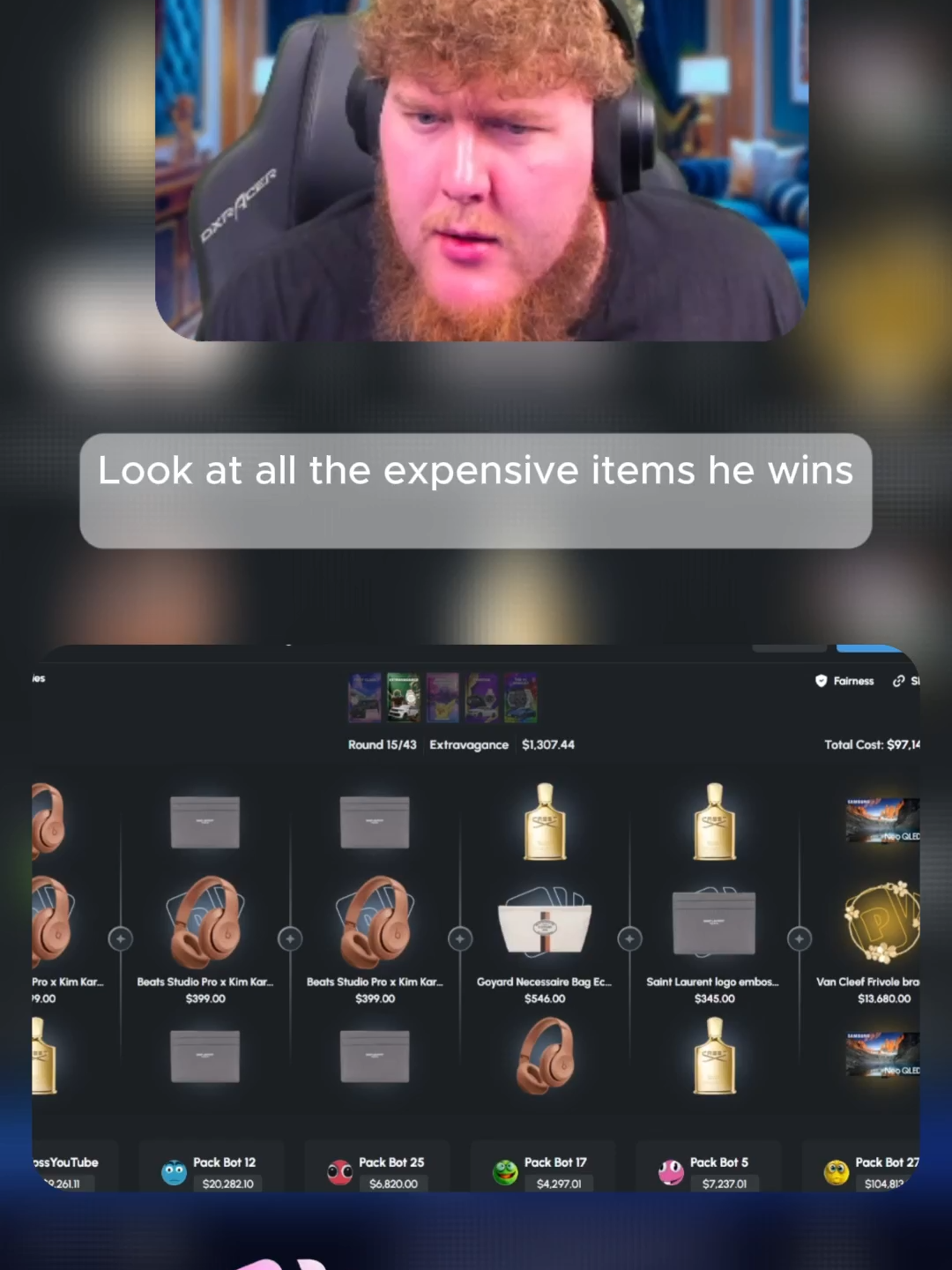 look at all the expensive items he wins #foryou