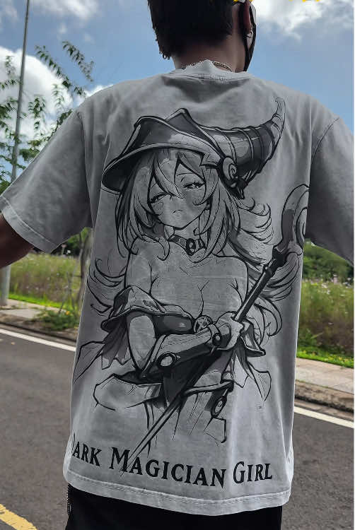 Dark Magician Girl Yu-Gi-Oh! Anime Double Printed Vintage Washed Tee Unisex Oversize Heavyweight Cotton T-shirt for Anime Fans and Lovers#darkmagician #darkmagiciangirl #yugioh 
