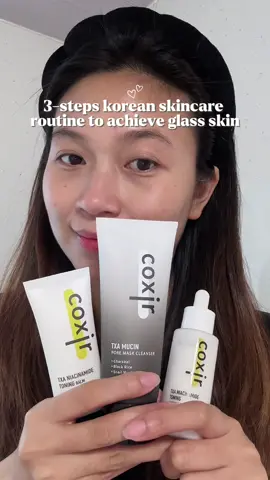 Tried the 3-step Korean skincare routine ft. Coxir products ✨ And I’m so impressed by how glowy my skin looks! A simple yet effective routine for that glass skin glow 💧   @coxir #3stepsSkincareRoutine #coxir_official #theskinhouse #glassskin #kbeauty 