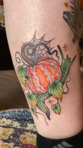 Little October Pumpkin snail for @nessaa.l.r ✨🎃🐌 thank you soooooo much for always sitting good and letting me design something so fun for you.  I love getting to catch up and work together to design something so fun and beautiful. 😍✨ absolutely perfect for the autumn season 🎃🍂✨ . . . 3 hours of work  . . . #pumpkin #snail #tattoo #halloween #halloweenlook 