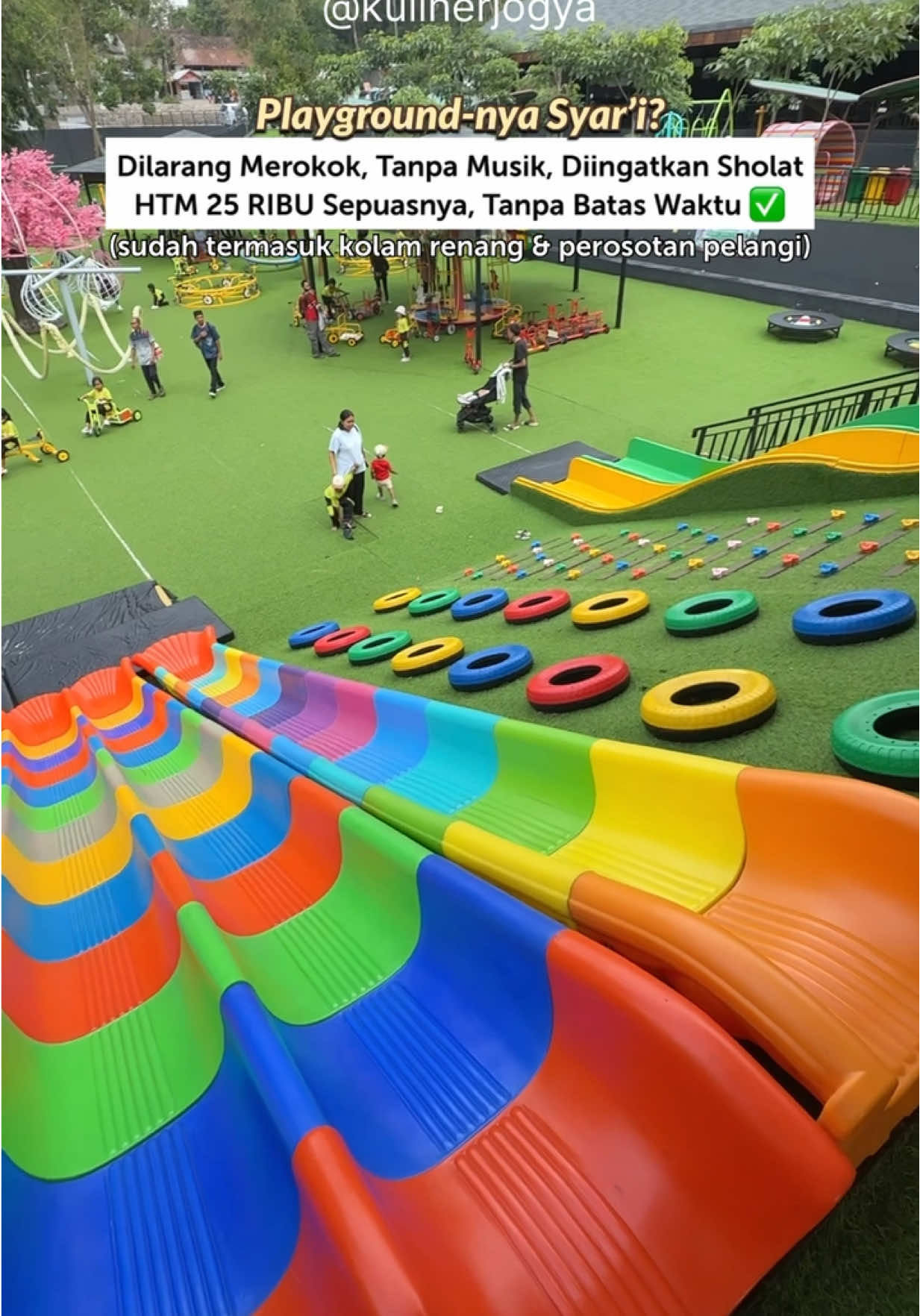 Baru kali ini se-RIDHO ini habis dari taman bermain, rasanya kayak puas banget gitu, puas yang iklaass hehehe Bayar 25 ribu doang dari jam 09.00 pagi sampe jam 16.00 disini hehehe 😂👏🏻 Bahkan kalo mau keluar dulu masih bisa masuk lagi gratis, yang penting minta stamp aja ke petugasnya, kereen 👏🏻 Mimin doain semoga rejeki ownernya dan seluruh stafnya berkah yaa, aamiin ya Allah! Kapan2 cobain yuk gaiss! __ 🏡 THE NICE PLAYLAND YOGYAKARTA 📍 ada di maps, di Cangkringan, Sleman, Jogja __ #kulinerjogja #kulinerjogya #niceplayland #playground #playgroundjogja  