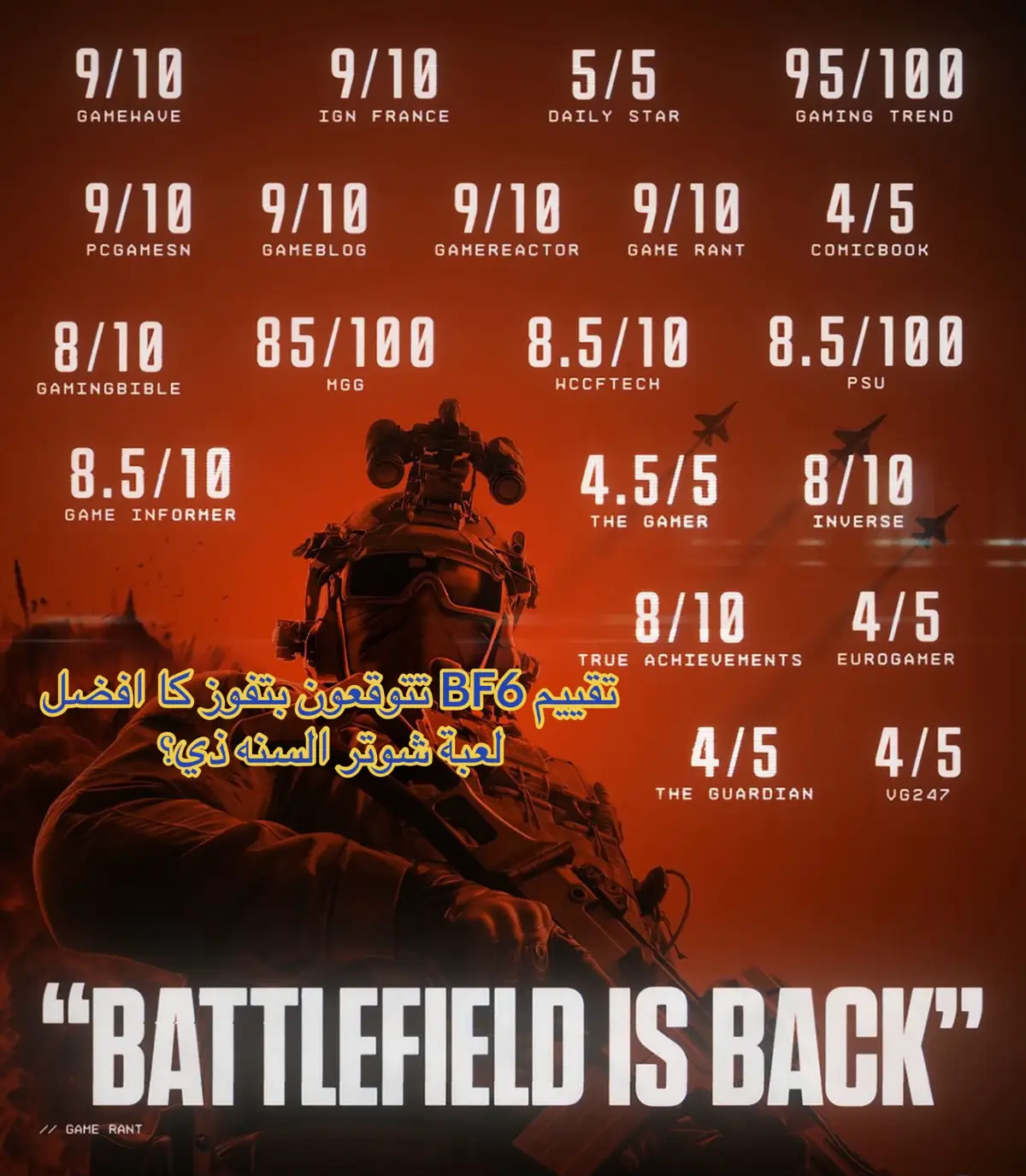 BF6 تحصل على اقوى تقييم للعبة شوتر السنه ذي /تقييمكم للعبة مدام لها اسبوع  #battlefield #Battlefield6 #gaming #الشعب_الصيني_ماله_حل😂😂 #اكسبلور 