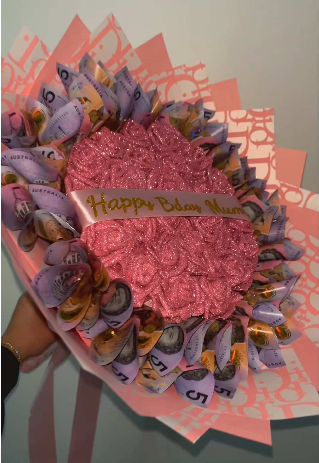 Money Bouquet #sydney #roses #glitter #DIY 