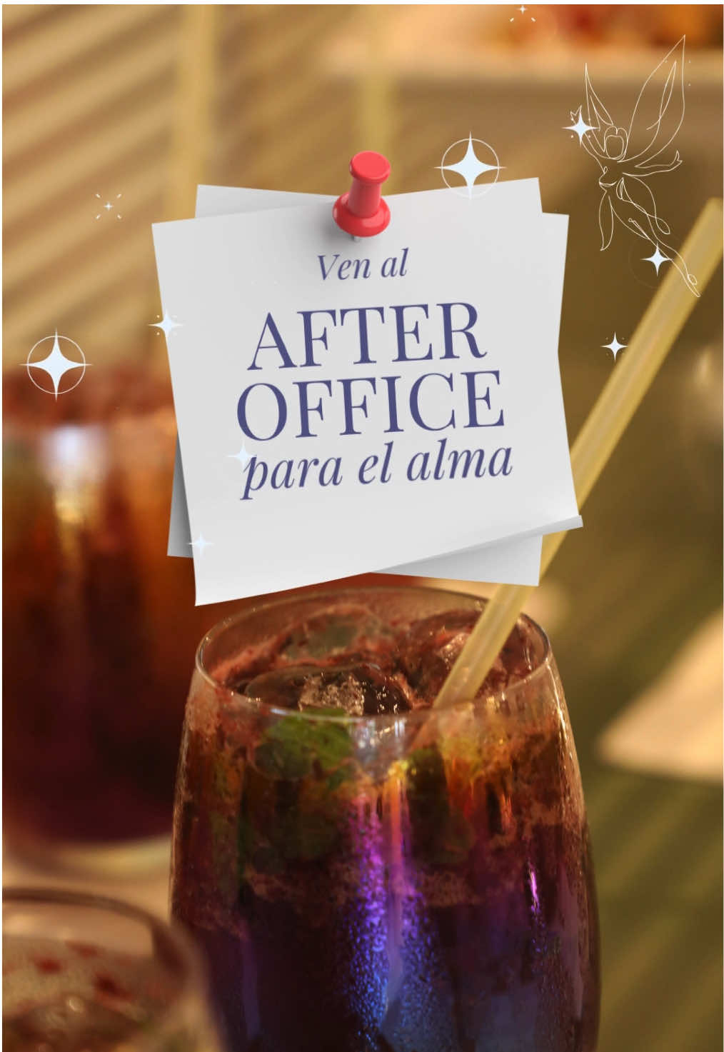 Recárgate después del trabajo. Ven al After Office para el Alma. Tu registro incluye 2 terapias/experiencias entre las cuales puedes escoger: ✨ Equilibrio de Chakras  ✨ Limpieza de Aura  ✨ Diseño Humano  ✨ Astrología  ✨ Tarot  ✨ Masajes con mensaje ✨ Reiki  ✨  Plan de tu Alma  ✨Numerología  ✨ Runas ✨ Liberación energética,  entre otros. (Pueden variar) Menú especial si deseas comer. Valor:$20 (incluye 2 sesiones de tu preferencia). Tu consumo es adicional.  Hora: 6:30pm Día: Todos los jueves (ver calendario fijado en las publicaciones) Puedes venir solo a comer, tomarte un mocktail, relajarte, etc. 🍹  o puedes pagar $20 y recibir 2 sesiones de tu preferencia (tu consumo es adicional) Reserva previa requerida. Escríbenos al DM