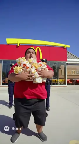 A fat man running from MC Donald’s free code at 1,500 views #soraai #mcdonalds #policechase #meme #food 