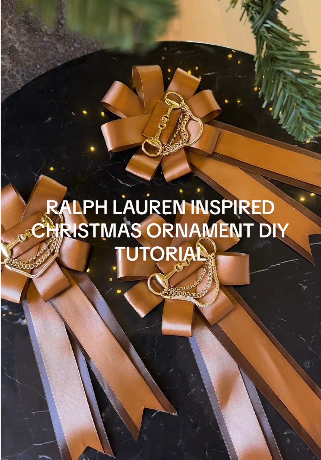 Replying to @kellycross1963 Supplies are in ShopMy. More DIYs coming soon!  Ralph Lauren Christmas decor, diy Christmas ornament, Ralph Lauren Christmas decor aesthetic, brown ornaments, brown Christmas decor. 