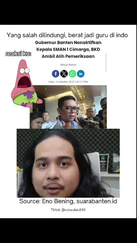Gubernur Banten, Andra Soni, memutuskan untuk menonaktifkan sementara Kepala Sekolah yang bersangkutan, sebuah keputusan yang disebut sebagai pelajaran keras bagi seluruh tenaga pendidik di Banten agar tidak gegabah dalam mendisiplinkan siswa #guru #pendidikan #indonesia #fyppppppppppppppppppppppp #indonesiagelap 