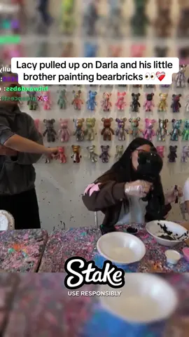 Lacy pulled up on Darla and his little brother painting bearbricks 👀❤️‍🩹 #lacy #darlaclaire #fyp 