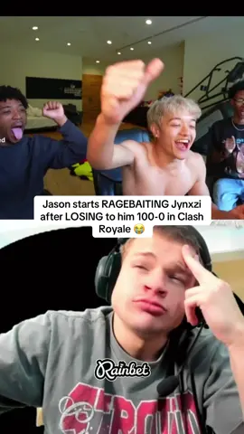 Jason starts RAGEBAITING Jynxzi after LOSING to him 100-0 in Clash Royale 😭 #jasontheween #jynxzi #fazeclan #clashroyale #viral 