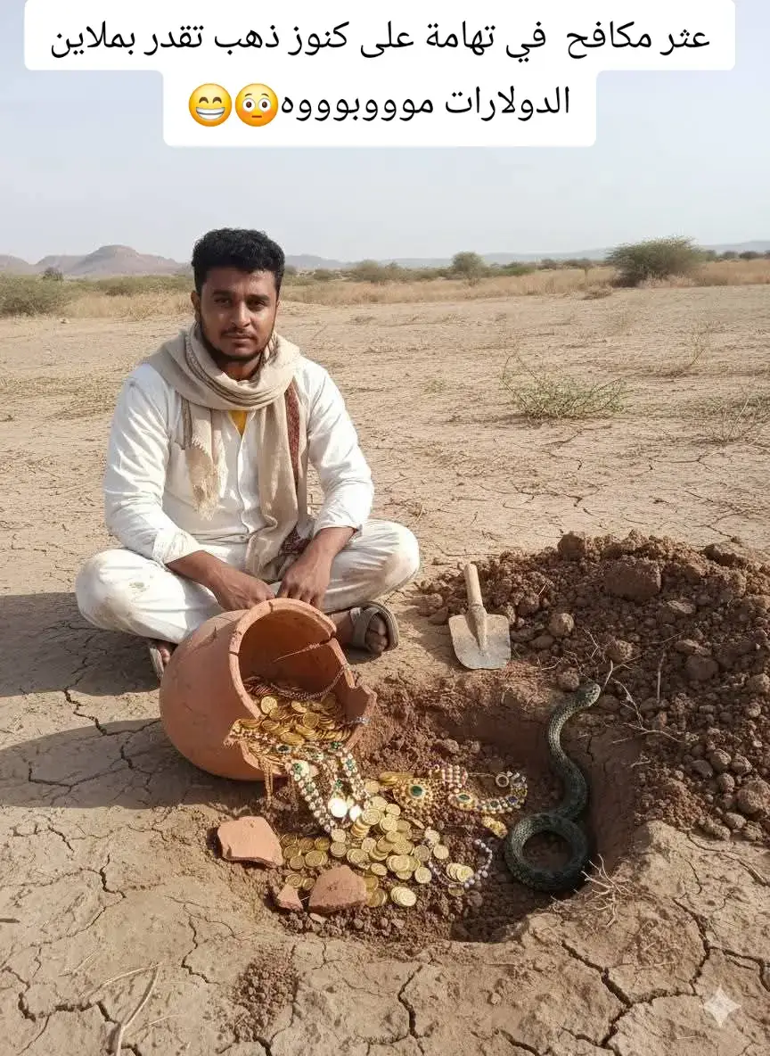 عثر مكافح  في تهامة على كنوز ذهب  تقدر بملاين الدولارات موووبوووه😳😁