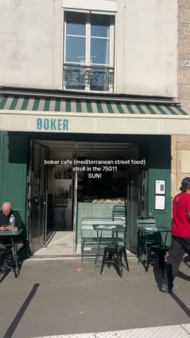 Post hot yoga + Mediterranean street food + walking around the 11th are + SUN = happy me #boker #paris #11tharrondissement #brunch #cafe 