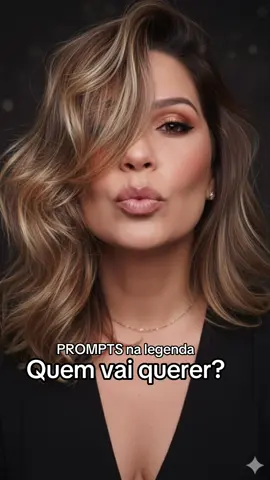 1- primeiro passo: baixar o Gemini 2- cole este Prompt dentro do aplicativo e coloco sua melhor foto( aquela sem filtro)  PROMOTS: 1-  Crie uma fotografia editorial ultra-realista de uma mulher abaixada de frente para a câmera, com as mãos apoiadas uma em cada lado da perna, viradas pra parte interna delas. A mulher tem uma pose de poder e mistério. Ela veste um conjunto de blazer e calça em preta risca de giz, com caimento perfeito em alfaiataria e decote em V mostrando parte de seu colo que tem tatuagens até seu pescoço, assim como suas mãos, que tem anéis grandes e chamativos, que TB são tatuadas parecidas com aquelas inspiradas da Índia, das mulheres que se casam mas toda em preto. Ela veste um chapéu todo preto elegante que compõe o look. Ela se apoia em saltos altíssimos e finos e fechados na frente, na cor preta. O olhar misterioso que sai do seu chapéu e postura de confiança, transparecendo poder, elegância e postura. Iluminação: luz de estúdio Técnica fotográfica: Câmera: Mirrorless/DSLR full frame (Canon EOS R5 ou Sony A7R IV). Lente: Prime 35mm f/1.4 ou 50mm f/1.2 para capturar reflexos e ambiente moderno com nitidez no rosto. Abertura: f/2.0 – foco preciso no reflexo do rosto e leve profundidade de campo desfocando suavemente o fundo. Estilo: Editorial de moda minimalista, clean, sofisticado, fotorrealista, ultra detalhado, 8k. Img-1025.heic Use minhas características originais  2- Retrato de estúdio de uma mulher loira com cabelo ondulado e volumoso, caindo sobre um dos olhos. Ela está usando maquiagem nos olhos em tons terrosos e batom nude rosado, com os lábios levemente franzidos como se estivesse mandando um beijo ou fazendo um 