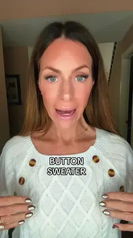 Loving this crisp, white sweater for fall and winter! The details with the stitching and buttons make it extra pretty! #tiktokshopcreatorpicks #fallfashion #winterfashion #sweater #sweaterweather 