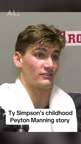 Alabama QB Ty Simpson, a Tennessee native and the son of UT Martin head coach Jason Simpson, shares a story about his childhood memory of meeting Peyton Manning after the Volunteers played his dad. 🏈🐘 #rolltide #alabama #bama #CollegeFootball #tennessee 