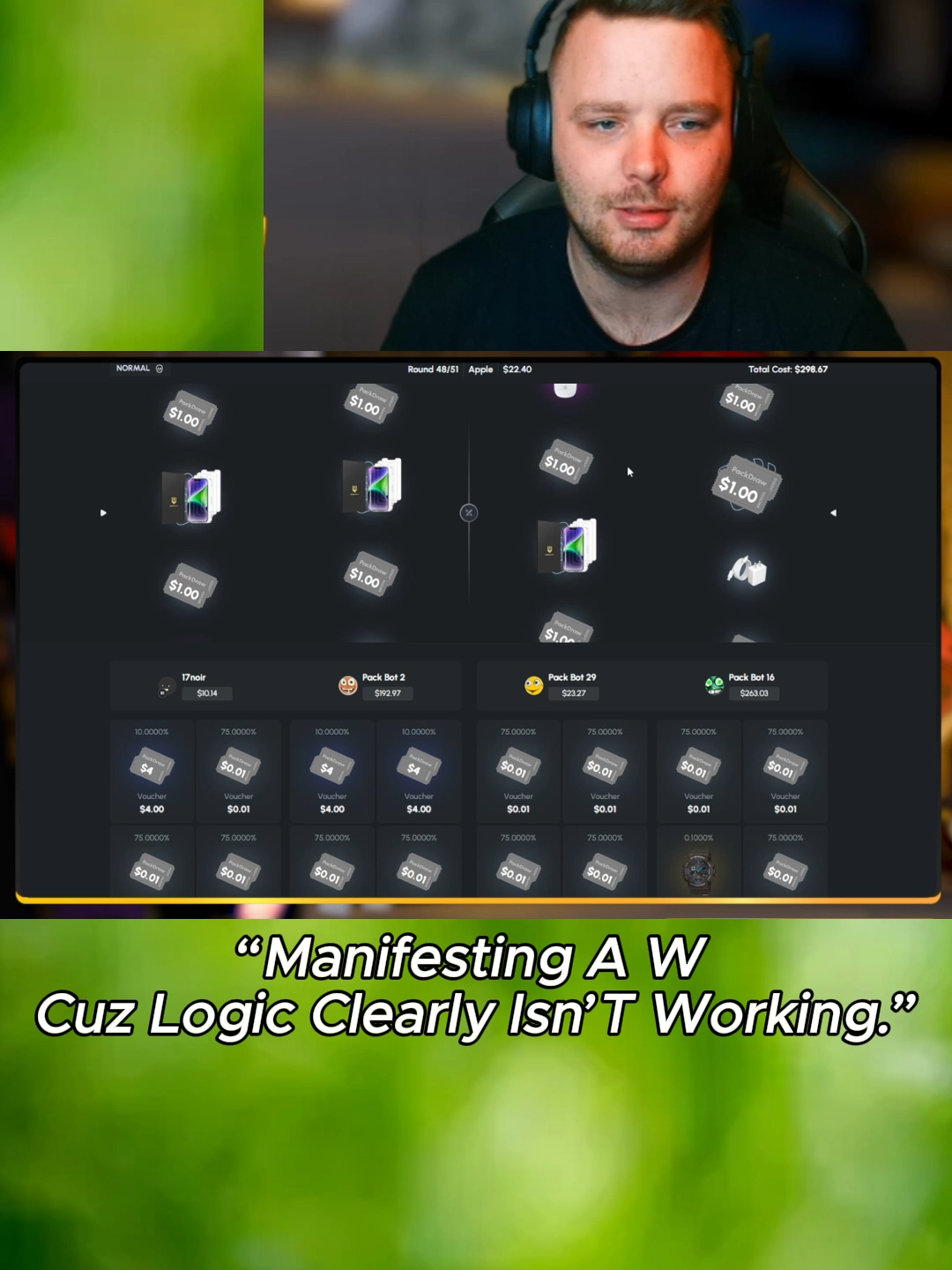 Manifesting hard. Thinking harder. Winning… maybe. #packdraw #manifesting #funnyshorts #gamingmoment #ironic #fyp #relatable