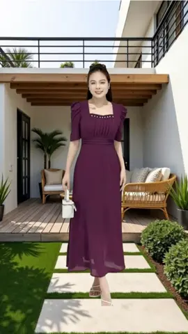 Đầm xinh cổ vuông đính ngọc , dáng dài mặc tôn dáng nè ce #macdepmoingay #donu #macdep #fashion #dam #damxinh #damthietke #doxinhmoingay 